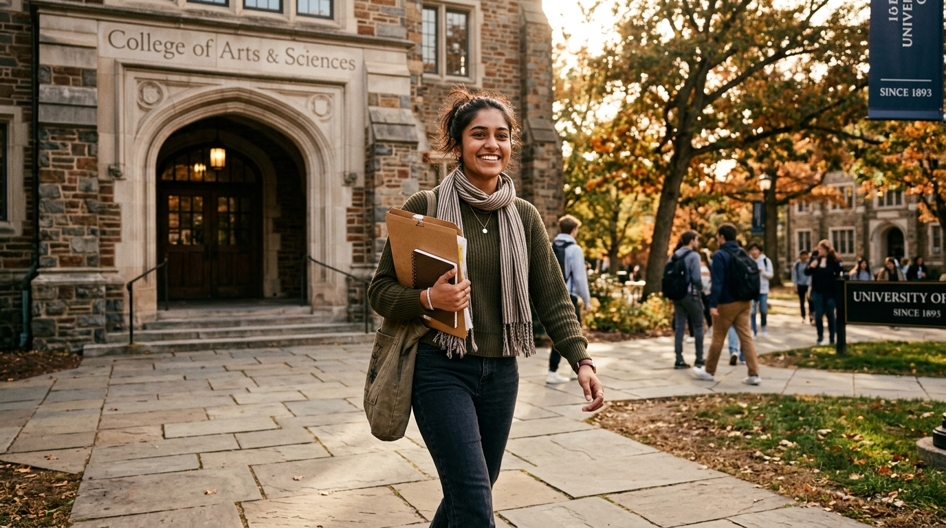 Student walking confidently with career guidance roadmap