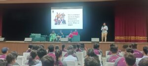 Variddhi moderating a panel discussion about liberal arts education in India